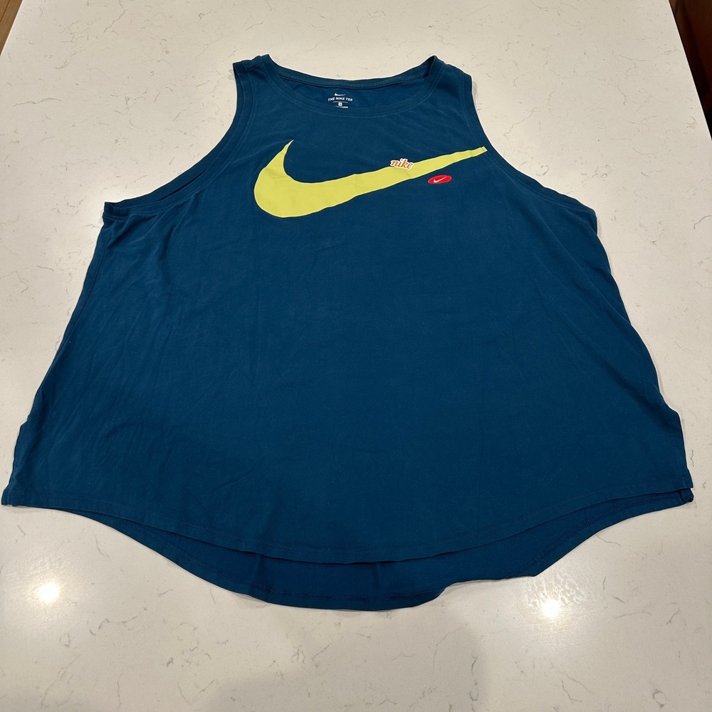 Nike Mens Dri-FIT Blue Green Swoosh Graphic Tank Top 3XL Workout Running